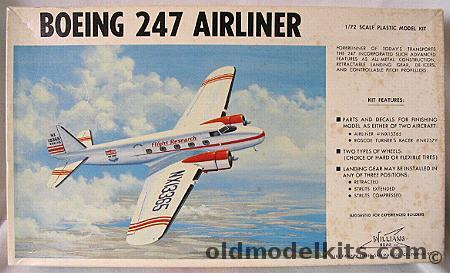 Williams Brothers 1/72 Boeing 247 Roscoe Turner Racer or United Air Lines, 72-247 plastic model kit